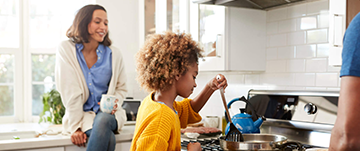 family cooking at home