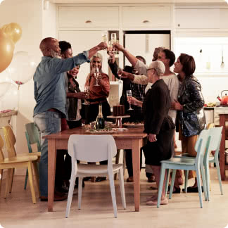 family celebrating new home