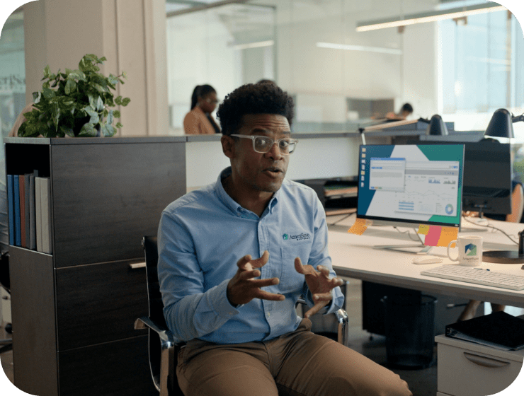 Man sitting in a chair in an office