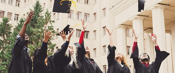 graduation hat toss
