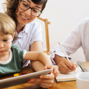 two women and child evaluating mortgage loan options