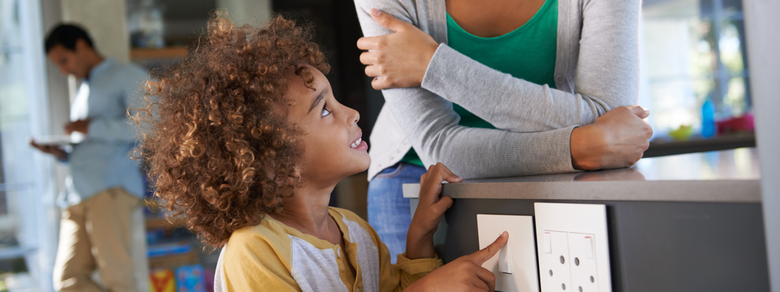 child asking mother about solar panels