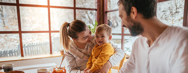 family discussing home equity at the breakfast table