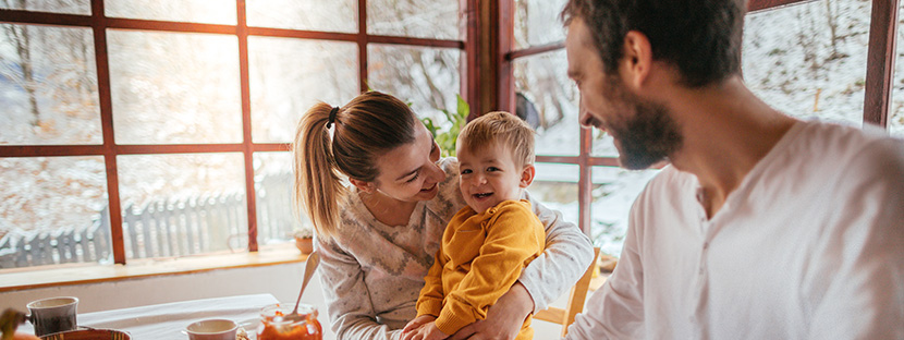 family discussing home equity at the breakfast table